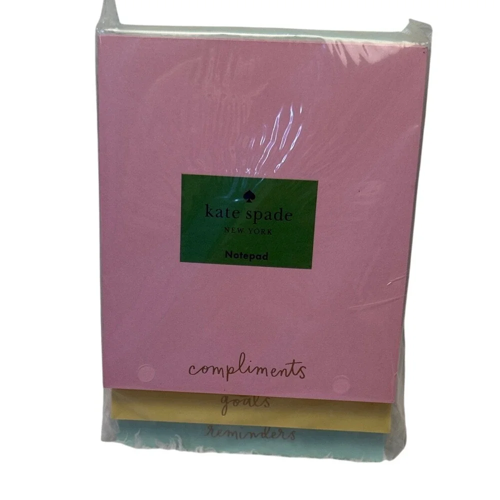 Kate Spade New York Compliments Goals Reminders Stacked Notepad Pink Yellow Mint
